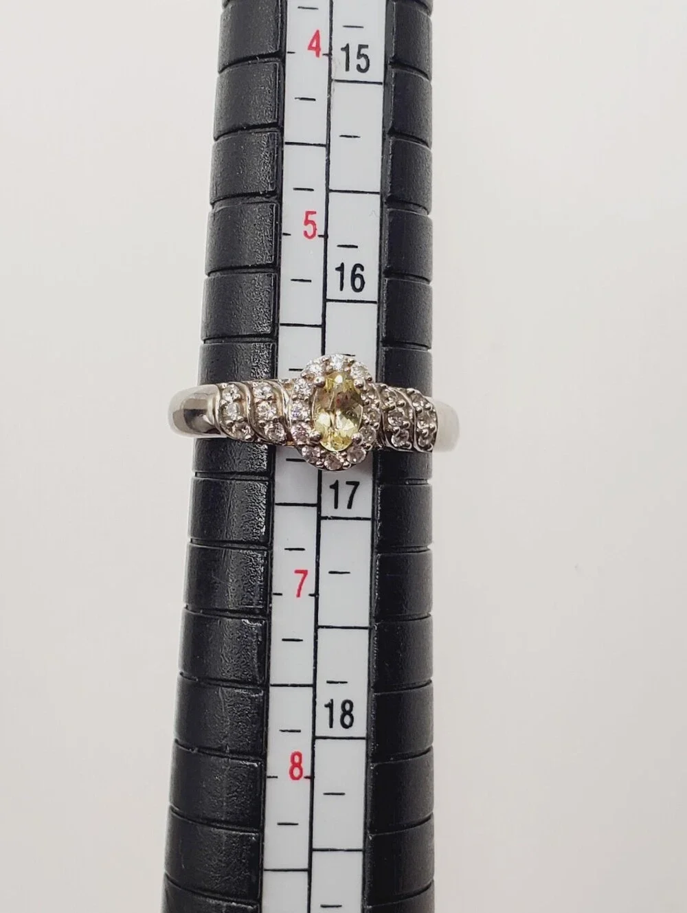 Golden Apatite & White Zircon 925 Sterling Silver Halo Ring
